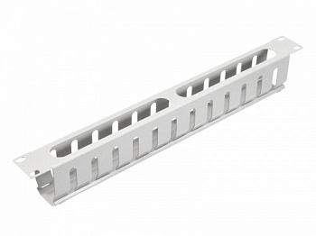 Кабельный органайзер 19, 1U, металлический, с металл. крышкой, металл. кольца, серый SB