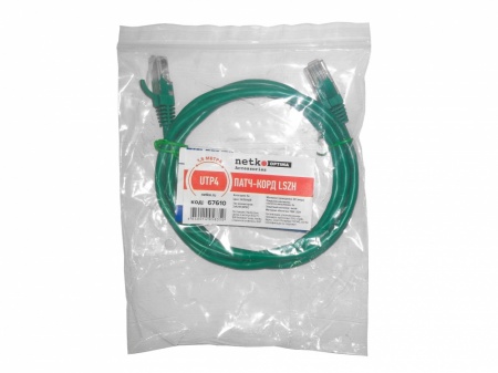 Патч-корд UTP4 cat 5e, 1,5м, ВС, LSZH, зеленый, литой коннектор NETKO Optima-1