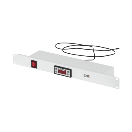 Панель TLK с терморегулятором и датчиком, 19", 1U, Г90мм, без шнура питания, серая RAL 7035-0