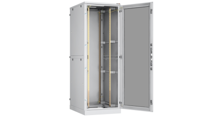 Напольный шкаф Classic 19",47U,стекл.дверь,двухур.металл.стенки,мет.задн.дверь,800х2280х1000,RAL7035-2