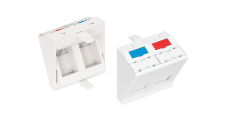 Вставка NIKOMAX, франц. формат Mosaic, 45x45мм, 2 порта, под модули Keystone, наклонная, со шторками-1